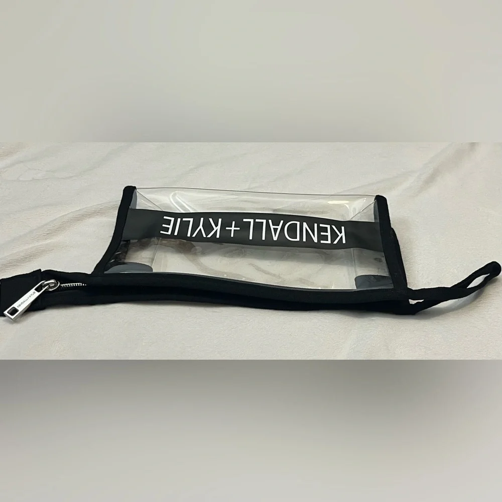 Kendall & Kylie Transparent Cosmetics Bag with Black Accents and Zipper